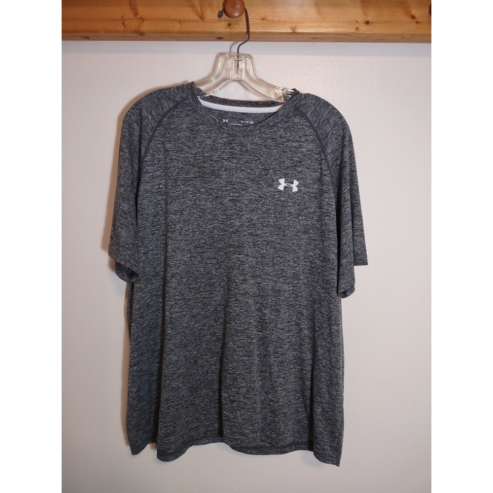 Under Armour Men's XL Heatgear Shirt Designer Black White Heathered Short Sleeve